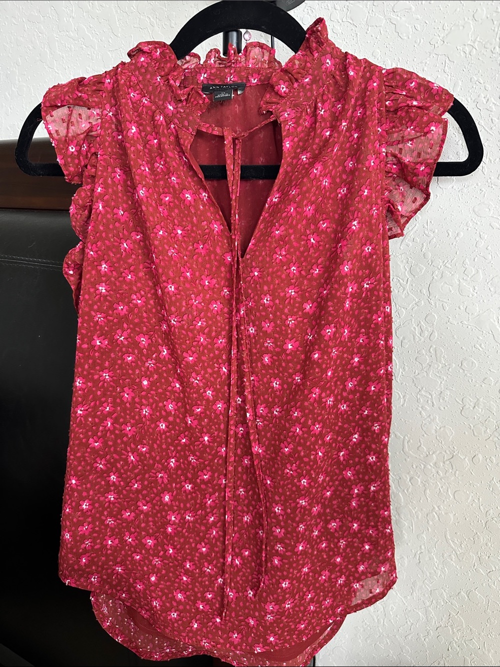 Ann Taylor Tie-Neck Ruffle Sleeve Blouse